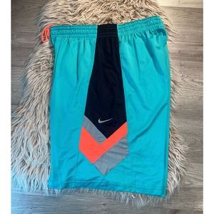 Nike Men’s Teal Athletic Shorts with Black & Orange Detail